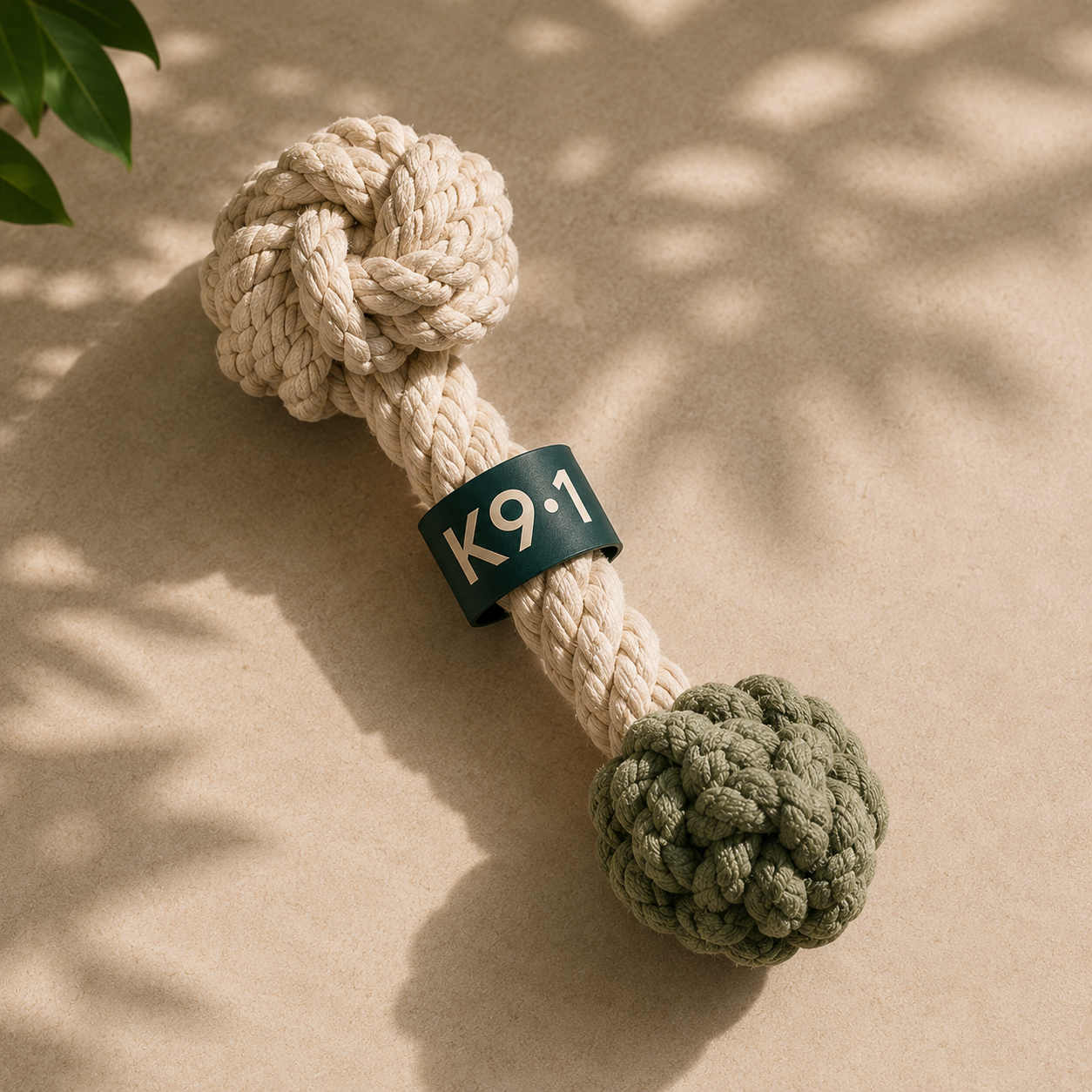K9·1 branded rope toy from the welcome kit